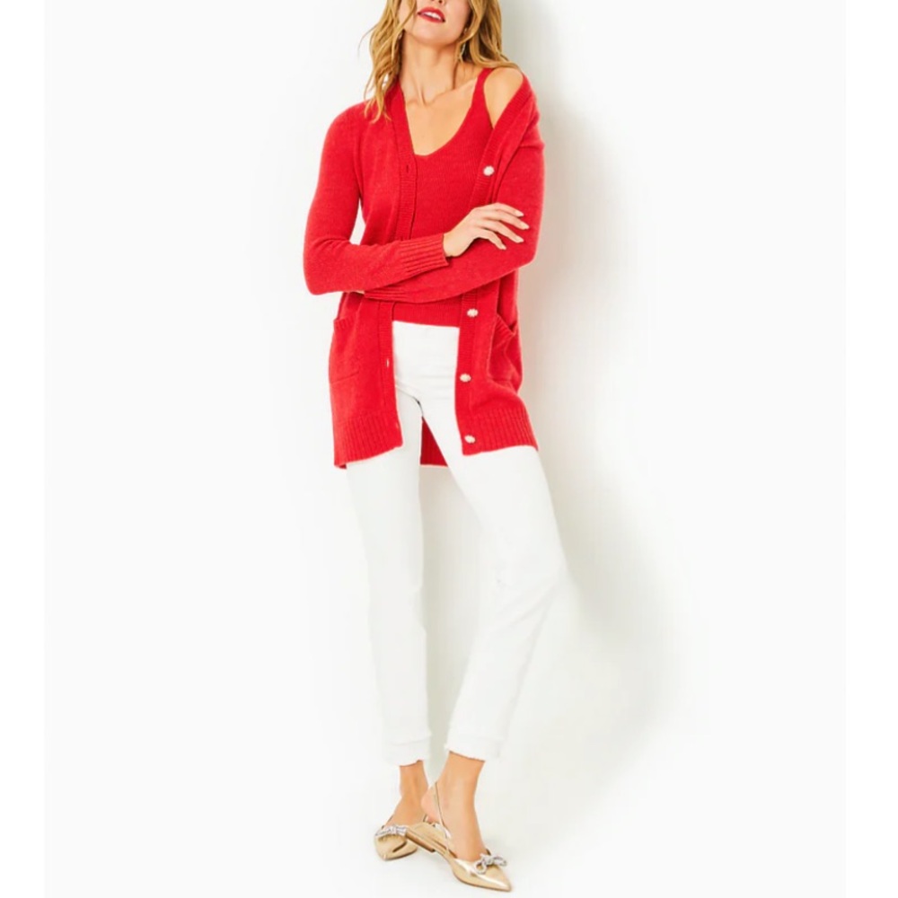 Lilly Pulitzer Leonette Sweater Set Amarylis Red Size L